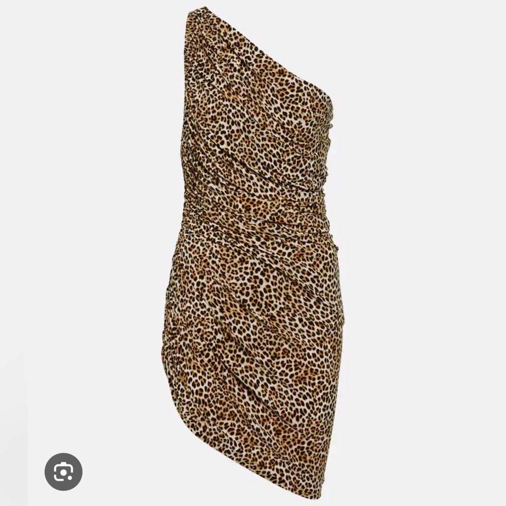 Norma Kamali Black and Brown Asymmetrical Ruched One Shoulder Dress